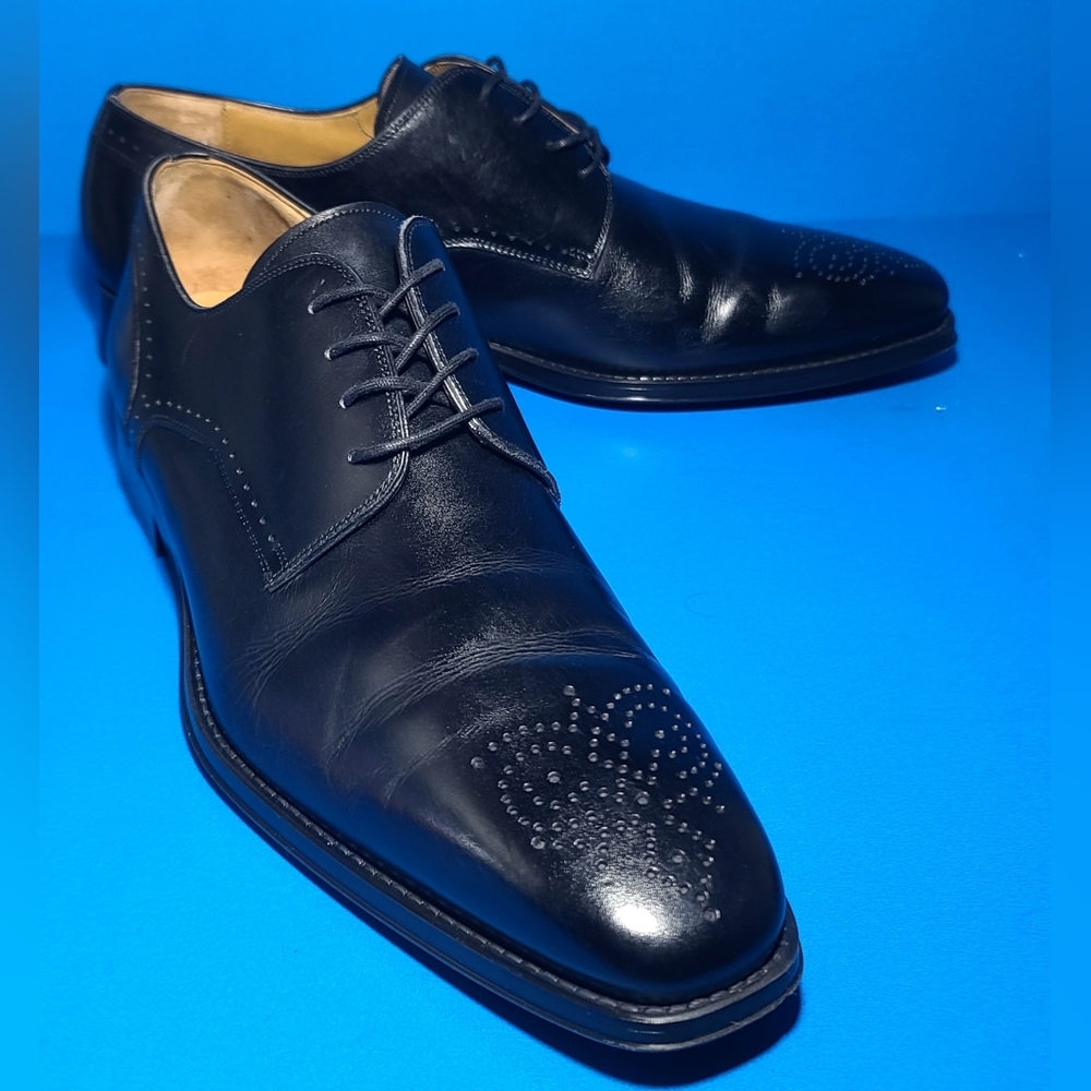 Magnanni Gregorio Derby Brogue Men's Black Leather Dress Shoes Size 12 M US - Picture 3 of 14